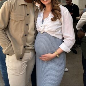 Bump Friendly Blue Knit Midi Dress